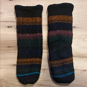 Men's Striped Crew Socks - Black, Brown, Green, Navy, and Maroon